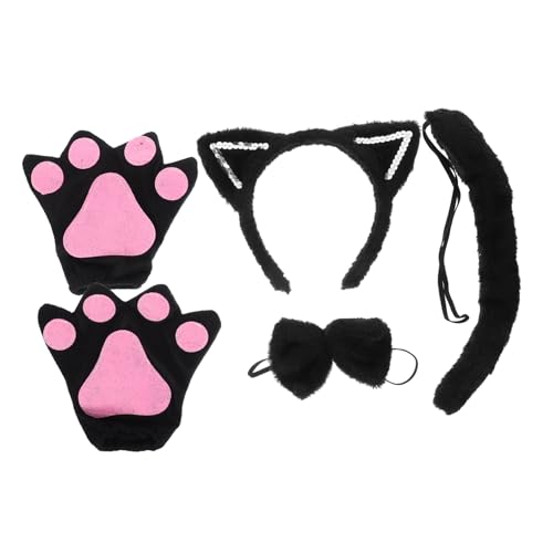 TOPBATHY Katzenohren Haarreif Set Mit Passenden Schwarzen Handschuhen Und Cosplay Für Halloween Kostüme Niedliche Tierkostü Zubehör Für Katzenliebhaber Und Partys von TOPBATHY