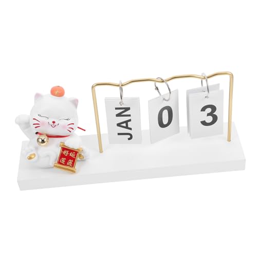 TOPBATHY Lucky Cat Page Flip-Kalender süße Bürodekoration blätterkalender Katzenkunst Glückskatze Kalender Dekorative Tischkalender kreativer Kalender Tischkalender stehend Flip Harz von TOPBATHY