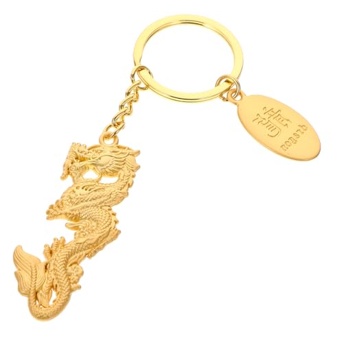 TOPBATHY Schlüsselanhänger Geldbeutel Tierkreis-Drachen-Statue Schlüsseldekorationen kinder schlüsselbund glucksbringer key chain Taschenanhänger Tasche hängende Dekoration Metall Golden von TOPBATHY