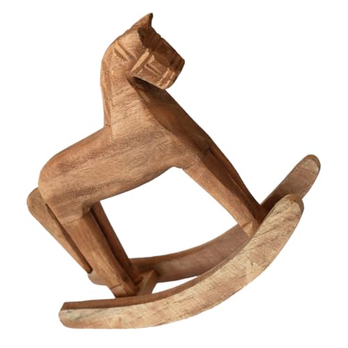 TOPBATHY Tischdeko Mit Schaukelpferd Pferdeschmuck Schaukelspielzeug Miniaturtiere Tierskulptur Tischdekoration Feiertagsschmuck Steckenpferd-Figur Aus Holz Holzdekor Beige Hölzern von TOPBATHY