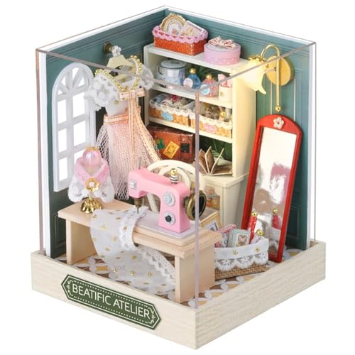 DIY Miniatur-Puppenhaus-Möbel-Set aus Holz, handgefertigtes Puppenhaus mit LED/Staubschutz, kreatives Holzhandwerk-Spielzeug für Erwachsene, Freunde, Liebhaber, Geburtstagsgeschenk (Beatific Atelier) DIY Miniatur-Puppenhaus-Möbel-Set aus Holz, handgefertigtes Puppenhaus mit LED/Staubschutz, kreatives Holzhandwerk-Spielzeug für Erwachsene, Freunde, Liebhaber, Geburtstagsgeschenk (Beatific Atelier) von TOPBSFARNY