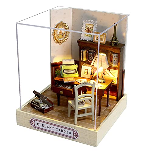 DIY Miniatur-Puppenhaus-Möbel-Set aus Holz, handgefertigtes Puppenhaus mit LED/Staubschutz, kreatives Holzhandwerk-Spielzeug für Erwachsene, Freunde, Liebhaber, Geburtstagsgeschenk (elegantes Studio) DIY Miniatur-Puppenhaus-Möbel-Set aus Holz, handgefertigtes Puppenhaus mit LED/Staubschutz, kreatives Holzhandwerk-Spielzeug für Erwachsene, Freunde, Liebhaber, Geburtstagsgeschenk (elegantes Studio) von TOPBSFARNY