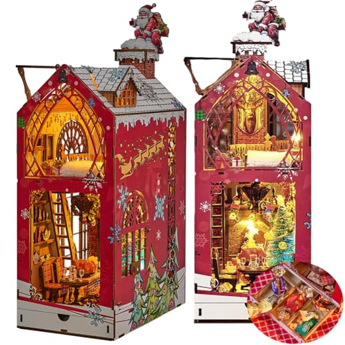 DIY Puppenhaus Miniatur Buch Nook Regal Einsatz Dekoration verschneite Nacht Lied 3D Dreidimensional Montiert Buch Stehend Miniaturmodellbau Geschenke Eingebaute kleine Schublade von TOPBSFARNY