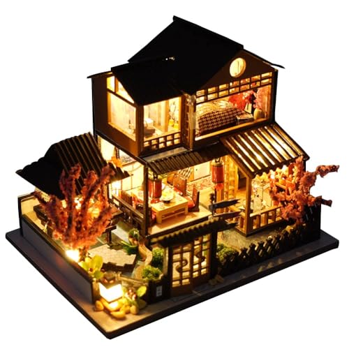 Japanisches Miniaturpuppenhaus Aus Holz Zum Selbermachen, 3D-Modell, Kreatives Geschenk Für Freunde Und Verwandte (Villa Im japanischen Stil), 9,8 x 12,6 x 9,5 cm von TOPBSFARNY