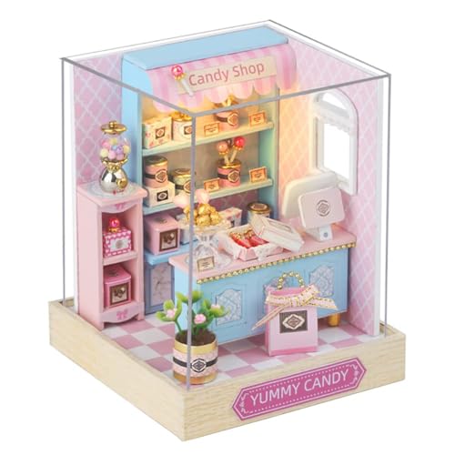 Miniatur-Puppenhaus-Möbel-Set zum Selbermachen, handgefertigtes Puppenhaus mit LED/Staubschutz, kreatives Holzhandwerk-Spielzeug für Erwachsene, Freunde, Liebhaber, Geburtstagsgeschenk (leckere Miniatur-Puppenhaus-Möbel-Set zum Selbermachen, handgefertigtes Puppenhaus mit LED/Staubschutz, kreatives Holzhandwerk-Spielzeug für Erwachsene, Freunde, Liebhaber, Geburtstagsgeschenk (leckere von TOPBSFARNY