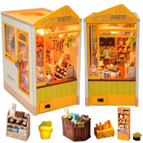 TOPBSFARNY 3D Holz Buchständer Puzzle DIY Puppenhaus Holz Buchstützen Book Nook Modellbau Bausatz mit LED-Licht für Erwachsene Kreativität Geschenk für Geburtstage Weihnachten von TOPBSFARNY