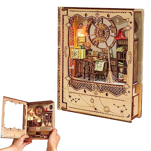 TOPBSFARNY 3D Magic Book Puppenhaus 1:24 Maßstab Stand-up Buchständer Holz Mini Puppenhaus Spielzeug Kit mit kann nach Belieben geöffnet werden für Kinder und Erwachsene von TOPBSFARNY