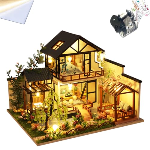 TOPBSFARNY Chinesischer Stil Hof Quaint Art Puppenhaus Kit 3D Puppenhaus Gebäude Modell mit Möbeln LED Geburtstagsgeschenk TOPBSFARNY Chinesischer Stil Hof Quaint Art Puppenhaus Kit 3D Puppenhaus Gebäude Modell mit Möbeln LED Geburtstagsgeschenk von TOPBSFARNY
