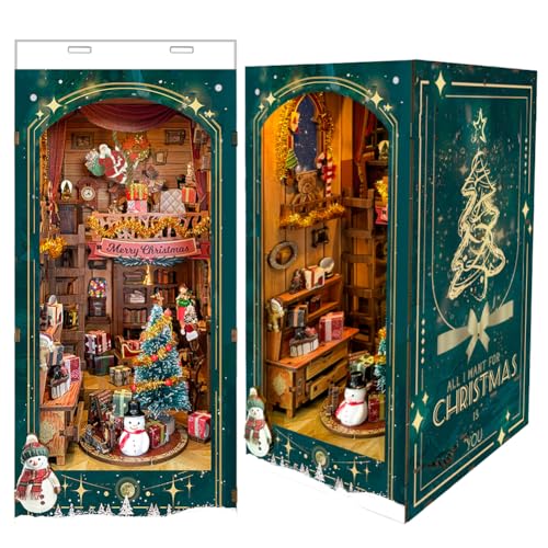 TOPBSFARNY DIY Book Nook Kit, DIY Dollhouse Booknook Booknook Bookshelf Insert Decor, 3D Wooden Puzzles with LED, Halloween Christmas Birthday Gift Home Decor for Adults von TOPBSFARNY