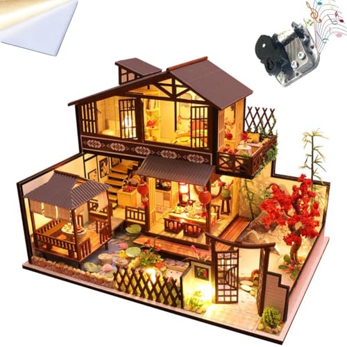 TOPBSFARNY DIY Japanische Stil Villa Szene Architekturmodell Kirschblüten Garten montiert Spielzeug Haus Musik Haus Kit mit LED und Staubschutz 3D Puppenhaus Kreatives Geschenk TOPBSFARNY DIY Japanische Stil Villa Szene Architekturmodell Kirschblüten Garten montiert Spielzeug Haus Musik Haus Kit mit LED und Staubschutz 3D Puppenhaus Kreatives Geschenk von TOPBSFARNY
