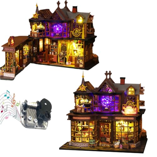 TOPBSFARNY DIY Miniatur Haus Kit Magic House, Mini Haus Making Kit mit Möbeln, Tiny House Kit für Erwachsene zum Bauen Weihnachten Halloween Dekorationen Geschenke für Familie oder Freund (ohne von TOPBSFARNY