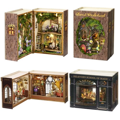 TOPBSFARNY DIY Miniatur Holz Puppenhaus Kit, 3D-Möbel und Raummodell kann Türen öffnen, Kreativität Geschenkidee für Valentinstag, Geburtstag (2pcs-B) von TOPBSFARNY