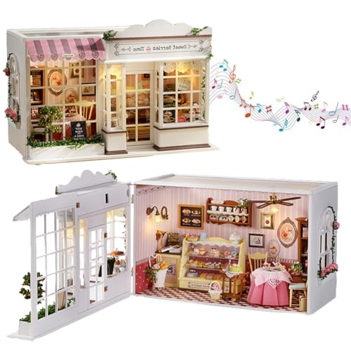 TOPBSFARNY DIY Miniatur Puppenhaus Kit, Sweet Berries Time Theme 3D Holzpuzzle Tiny House Kit Hobbys für Frauen Erwachsene Handwerk Geschenke/mit Staubschutz von TOPBSFARNY