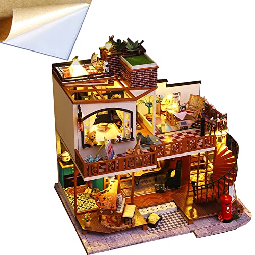 TOPBSFARNY Mini Haus mit LED DIY Puppenhaus Kit Kreative Zimmer Miniatur Vintage Europäischen Stil Spielzeug Puzzle Weihnachten Montiert Puppenhaus für Mädchen Frauen TOPBSFARNY Mini Haus mit LED DIY Puppenhaus Kit Kreative Zimmer Miniatur Vintage Europäischen Stil Spielzeug Puzzle Weihnachten Montiert Puppenhaus für Mädchen Frauen von TOPBSFARNY