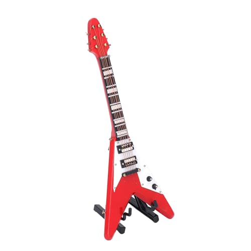 Miniatur-E-Gitarre mit Ständer und Koffer, E-Gitarren-Modell, Mini-Musikinstrument, Miniatur-Puppenhaus-Modell, Dekorative Geburtstagsgeschenk-Kollektionen für Schreibtische, von TOPINCN