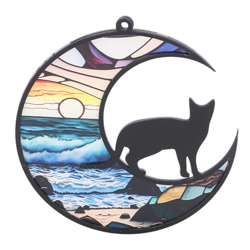 TOPINCN Buntglas-Katzen-Gedenk-Sonnenfänger, UV-bedrucktes Acryl-Hängeornament für den Verlust Einer Katze mit Lebendigen Reflexionen, Farbenfrohes Ornament (TYU401) von TOPINCN