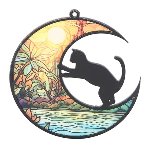 TOPINCN Buntglas-Katzen-Gedenk-Sonnenfänger, UV-bedrucktes Acryl-Hängeornament für den Verlust Einer Katze mit Lebendigen Reflexionen, Farbenfrohes Ornament (TYU403) von TOPINCN