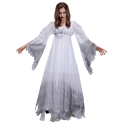 TOPJIAO Halloween Kostüm Damen Geister Damen Nonnen Kostüm Halloween Kostüm Damen Gruselig Halloween Hexenkostüm Halloween Mittelalter Geisterbraut Kostüm Verkleidung für Karneval Halloween von TOPJIAO