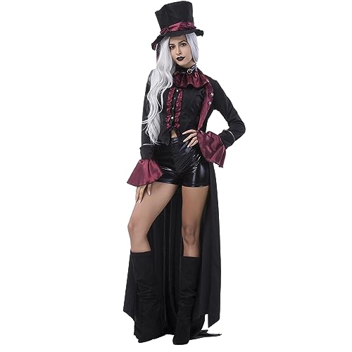 TOPJIAO Halloween Kostüm Damen Geister Schwarze Geisterbraut böse Königin Schwarz Hexen Vampir Kleid Hexenkostüm Horror Halloween Nonne Kostüm Geisterbraut Kostüm Karneval Kostüm-Outfits von TOPJIAO