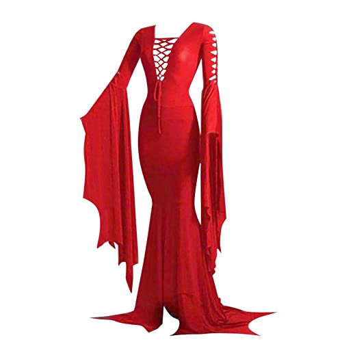 TOPJIAO Halloween Kostüm Damen Vampir Kleid Kostüm Geister-Bräutigam Geisterbraut Vampir Damen Hexen Kostüm Hexenkostüm Geister Schwarze Geisterbraut böse Königin Geisterbraut Kostüm Verkleidung von TOPJIAO