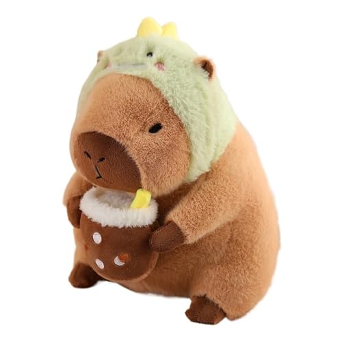 TOPLITHE Niedliches Capybara Kuscheltierr, Simuliertes Tier Plüschkissen Kawaii Capybara Plüschtier Mit Tragbarem Toast Kopfschmuck Geschenke for Kinde Mädchen Jungen(Dinosaur,30cm/11.8IN) von TOPLITHE