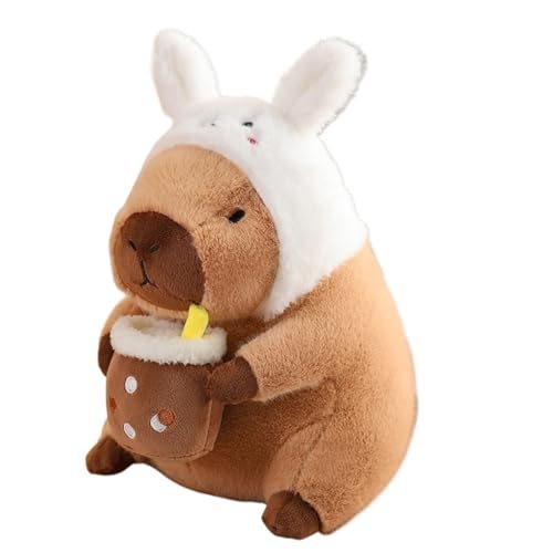 TOPLITHE Niedliches Capybara Kuscheltierr, Simuliertes Tier Plüschkissen Kawaii Capybara Plüschtier Mit Tragbarem Toast Kopfschmuck Geschenke for Kinde Mädchen Jungen(Rabbit,30cm/11.8IN) von TOPLITHE