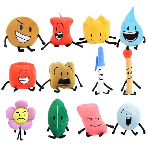 TOPLITHE Battle for Dream Island Plüsch, Bfdi Plushies, weiche Puppe, gefüllt mit gestickten Details für Kinderfans (12 Stück) von TOPLITHE