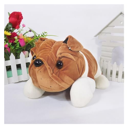 TOPLITHE Bulldoggen Kuscheltiere, Realistische Bulldogge Stofftier Süßes Hundewelpen Plüschtier for Kinder Erwachsene Heimdekoration(Brown,60CM/23IN) von TOPLITHE