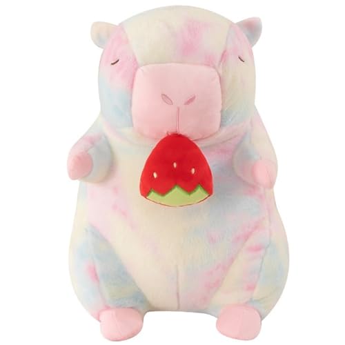 TOPLITHE Buntes Capybara Plüschtier, Süßes Capybara Plüschtier Mit Regenbogenfarben Weiches Gefülltes Aniamls Spielzeug Geschenk for Mädchen und Jungen Raumdekoration(Pink,35CM/13IN) von TOPLITHE