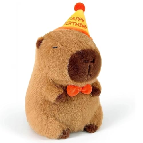 TOPLITHE Capybara Kuscheltier, Hübscher Capybara mit Geburtstagsmütze Tier Plüschtier Plüschtier Spielzeug Puppe als Geschenk for Kinder Jungen und Mädchen(25CM/9IN) von TOPLITHE