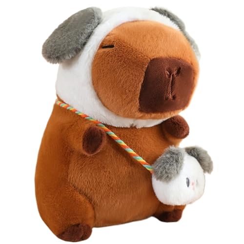 TOPLITHE Capybara Kuscheltiere, Kawaii Capybara Plüschtier Weiches Plüschtier Mit Abnehmbarem Hut Kuschelgeschenk for Kinder Jungen und Mädchen(Puppy,33CM/12IN) von TOPLITHE