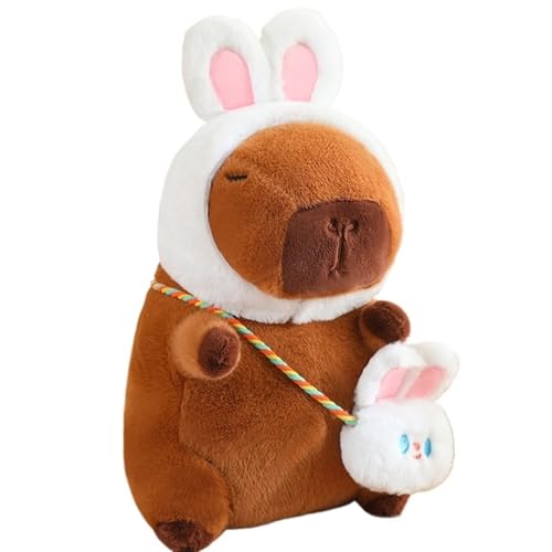 TOPLITHE Capybara Kuscheltiere, Kawaii Capybara Plüschtier Weiches Plüschtier Mit Abnehmbarem Hut Kuschelgeschenk for Kinder Jungen und Mädchen(Rabbit,43CM/16.9IN) von TOPLITHE