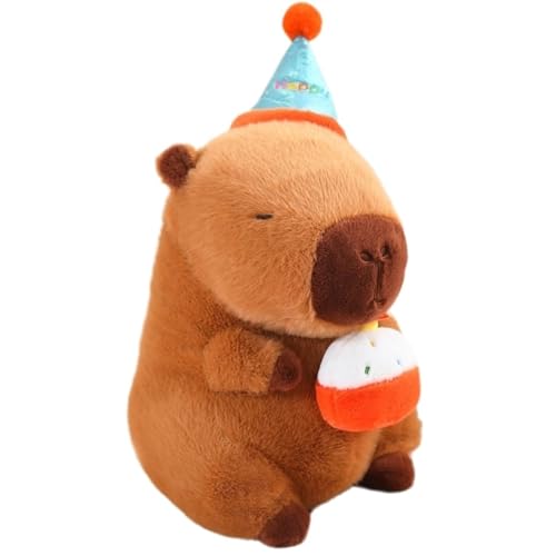 TOPLITHE Capybara Plüschtier mit Geburtstagsparty Hut, Deko Weiches Kuscheltier Geschenk for Kinder Premium Sicherheitsmaterial Langlebiger Begleiter(22CM/8IN) von TOPLITHE