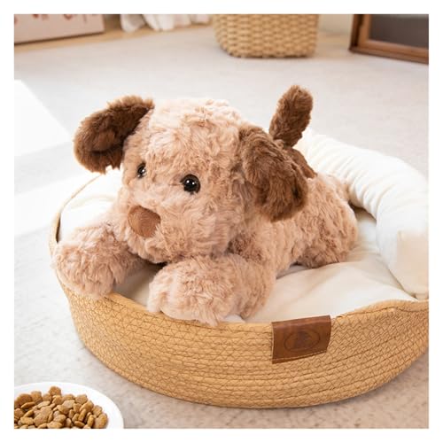 TOPLITHE Gewichteter Teddy Hund Kuscheltiere, 42Cm Niedlicher Teddy Hund Stofftiere Weiches Plüschtier Geschenk for Kinder Jungen Mädchen Weihnachten(Brown) von TOPLITHE