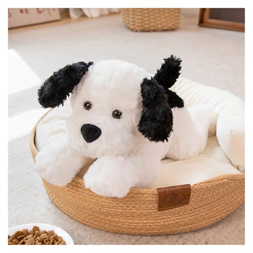 TOPLITHE Gewichteter Teddy Hund Kuscheltiere, 42Cm Niedlicher Teddy Hund Stofftiere Weiches Plüschtier Geschenk for Kinder Jungen Mädchen Weihnachten(Whiteblack) von TOPLITHE