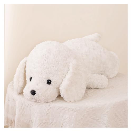 TOPLITHE Großer Teddy Hund Aus Plüsch, Beschwerter Welpe Kuscheltier Weiches Kuschelkissen Geschenk for Kinder Jungen Mädchen Geburtstag Heimdekoration(White,68CM/26IN) von TOPLITHE