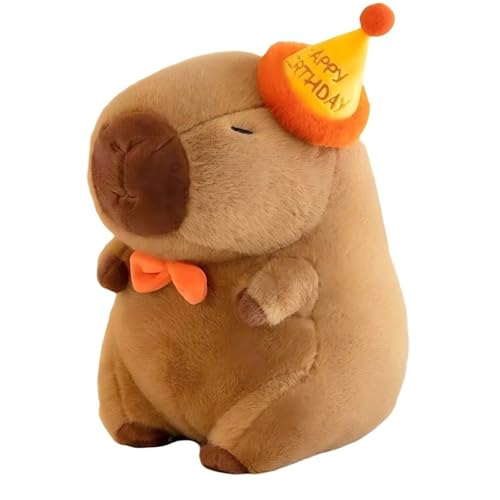 TOPLITHE Hut zum Geburtstag Capybara Kuscheltier, Niedliches Capybara Plüsch Spielzeug mit Geburtstagsmütze Weiches Stofftier Plüschtier for Geschenke Kinder Jungen und Mädchen(30CM/11IN) von TOPLITHE