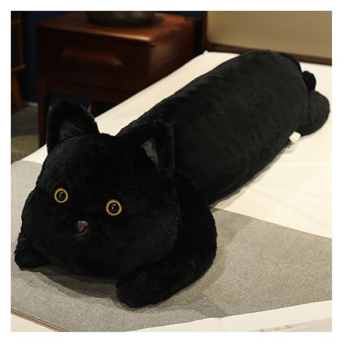 TOPLITHE Langes Katzen Plüschkissen, Weiches Stofftier Plüschkissen Kuscheliges Schlafbegleiter Kissen for Alle Altersgruppen Kinder und Erwachsene Geschenk(Black,110CM/43IN) von TOPLITHE