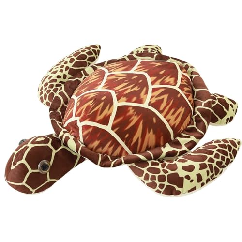 TOPLITHE Lebensechtes Meeres Schildkröten Plüschtier, Simulations Schildkröte Ausgestopfte Meerestiere Weiches Umarmungskissen Geschenke for Kinder Jungen und Mädchen(Brown,60CM/23IN) von TOPLITHE