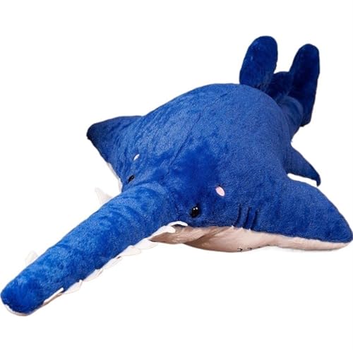 TOPLITHE Lebensechtes Sägefisch Plüschtier, Großes Megalodon Kuscheltier Weiches Umarmungskissen Geschenk for Jungen Mädchen Liebhaber Von Meereslebewesen(Blue,140CM/55IN) von TOPLITHE