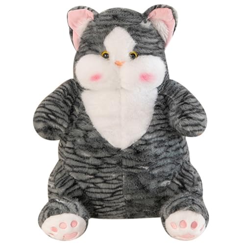 TOPLITHE Mollige Katze Aus Plüsch, Gewichtete Katze Gefüllt Mit Cartoon Tieren Weiches Plüschtier Umarmungskissen Geschenke for Kinder Jungen und Mädchen(Gray,65CM/25IN) von TOPLITHE