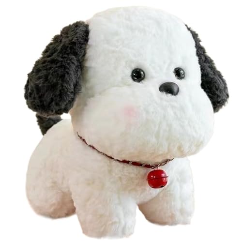 TOPLITHE Niedlicher Schnauzer Hund Plüsch, Molliger Cartoon Hund Kuscheltiere Mit Glöckchen Weiches Plüschtie Geschenk for Kinder Jungen Mädchen Heimdekoration(White,23CM/9IN) von TOPLITHE