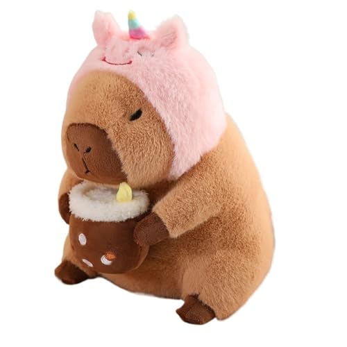 TOPLITHE Niedliches Capybara Kuscheltierr, Simuliertes Tier Plüschkissen Kawaii Capybara Plüschtier Mit Tragbarem Toast Kopfschmuck Geschenke for Kinde Mädchen Jungen(Unicorn,30cm/11.8IN) von TOPLITHE