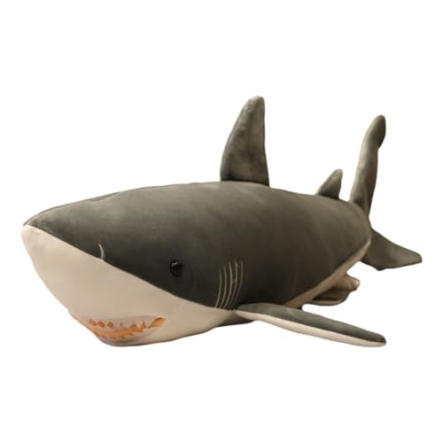 TOPLITHE Plüsch Simulations Hai, Riesiges Megalodon Kuscheltier Weiches Plüsch Wurfkissen Geschenk for Kinder Jungen und Mädchen(Gray,110CM/43.3IN) von TOPLITHE