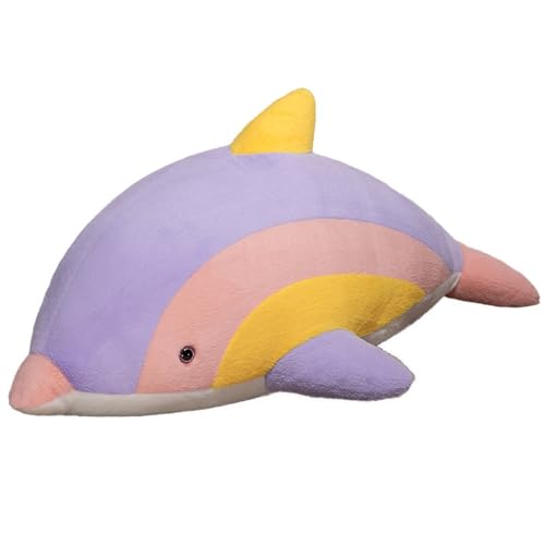 TOPLITHE Regenbogen Delfin Kuscheltier, Niedlicher Delphin Gefüllte Meerestiere Pelziges Plüschkissen Geschenke for Kinder Erwachsene Geburtstag Weihnachten(60CM/23IN) von TOPLITHE