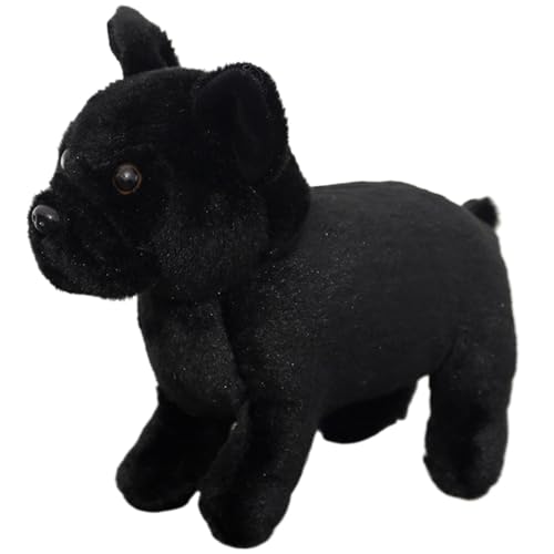 TOPLITHE Simulation Bulldog Kuscheltiere, 20Cm Lebensechte Hunde Plüsch Geschnittenes Welpen Plüschtier for Kinder Jungen und Mädchen Heimdekoration(Black) von TOPLITHE