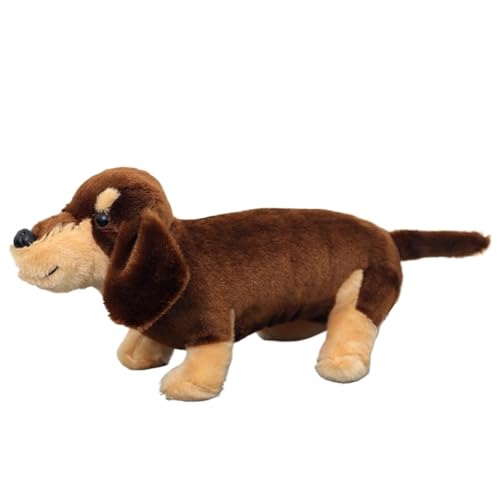 TOPLITHE Simulation Dackel Plüsch, 30Cm Lebensechte Hunde Kuscheltiere Geschnittenes Welpen Plüschtier for Kinder Jungen und Mädchen Heimdekoration(Brown) von TOPLITHE