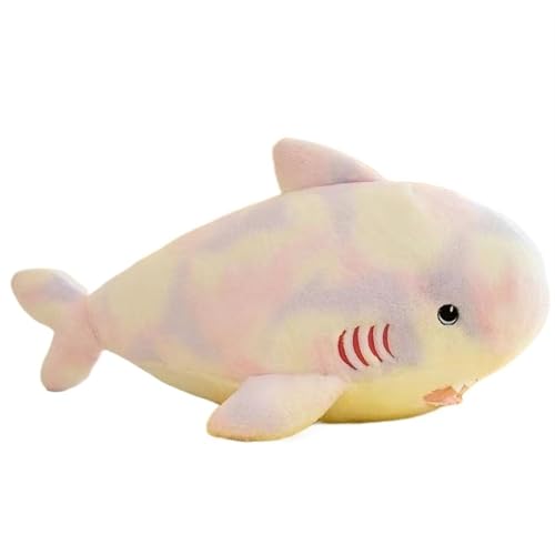 TOPLITHE Simulation Hai Kuscheltiere, Regenbogen Megalodon Ausgestopfte Meerestiere Kawaii Plüschtier Weiches Kissen Als Geschenk for Kinder Zimmerdekoration(Pink,80CM/31IN) von TOPLITHE