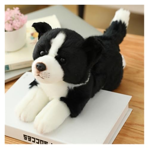 TOPLITHE Simulation Hund Kuscheltier, Lebensechte Welpen Kuscheltiere Flauschige Hund Plüschtier Geschenke for Jungen Mädchen Geburtstag(Border Collie) von TOPLITHE