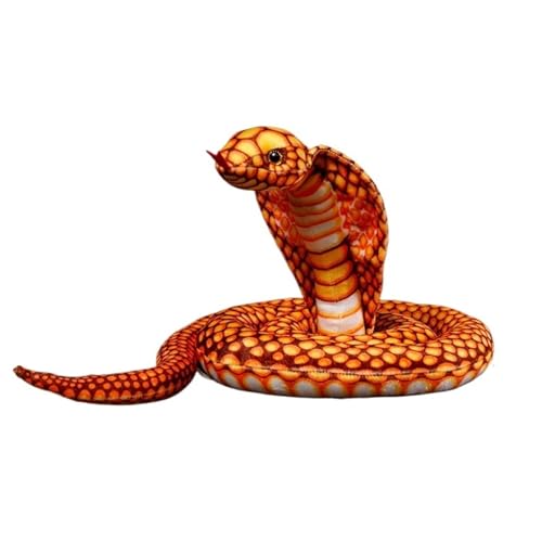TOPLITHE Simulation Kobra Kuscheltiere, Lebensechte Kobra Plüschtiere Realistische Schlangen Parodie Spielzeuge for Streich Requisiten Party Dekorationen(Orange,170CM/67IN) von TOPLITHE
